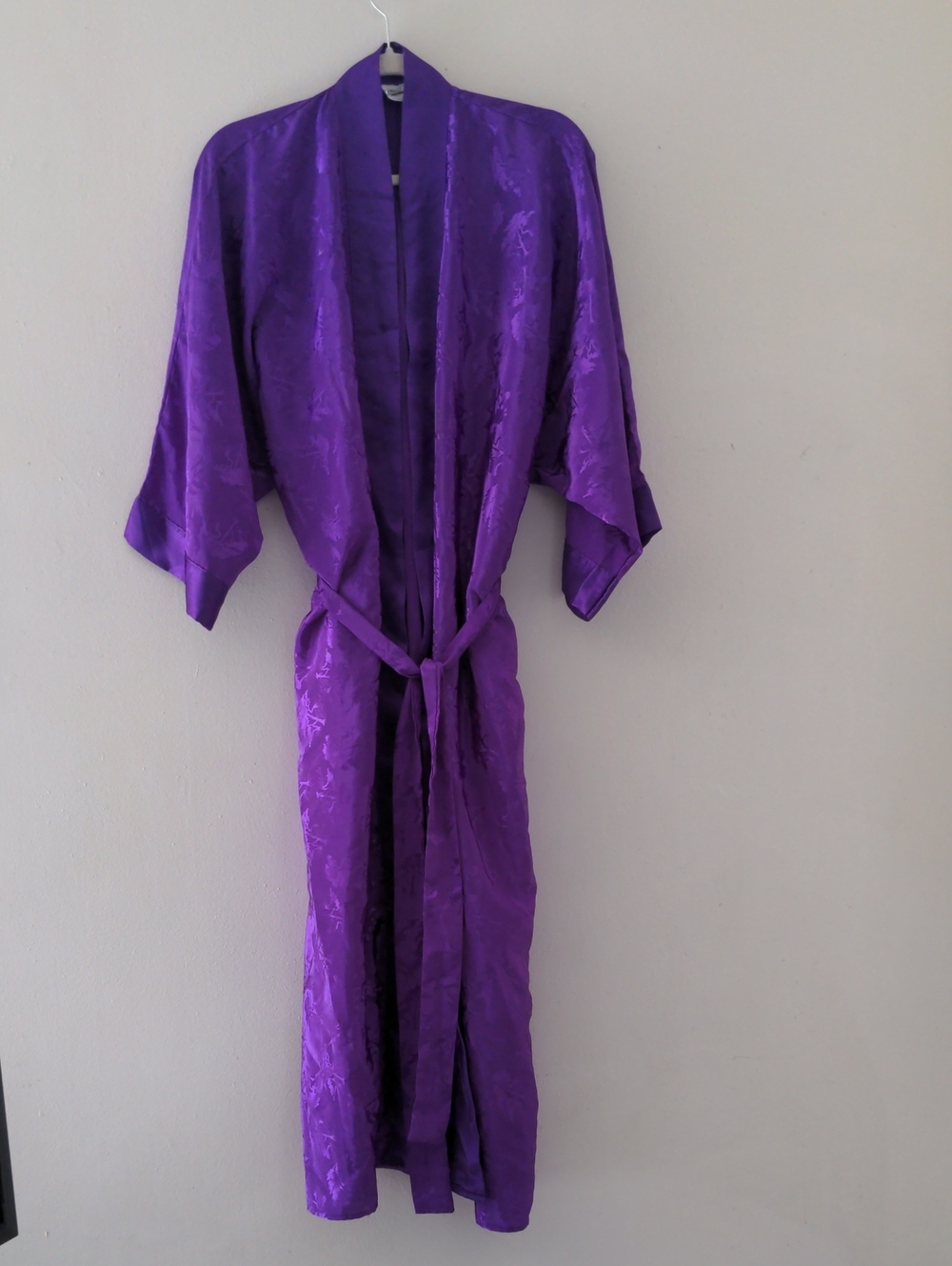 Purple Satin Long Kimono Robe - Women Intimates & Sleepwear